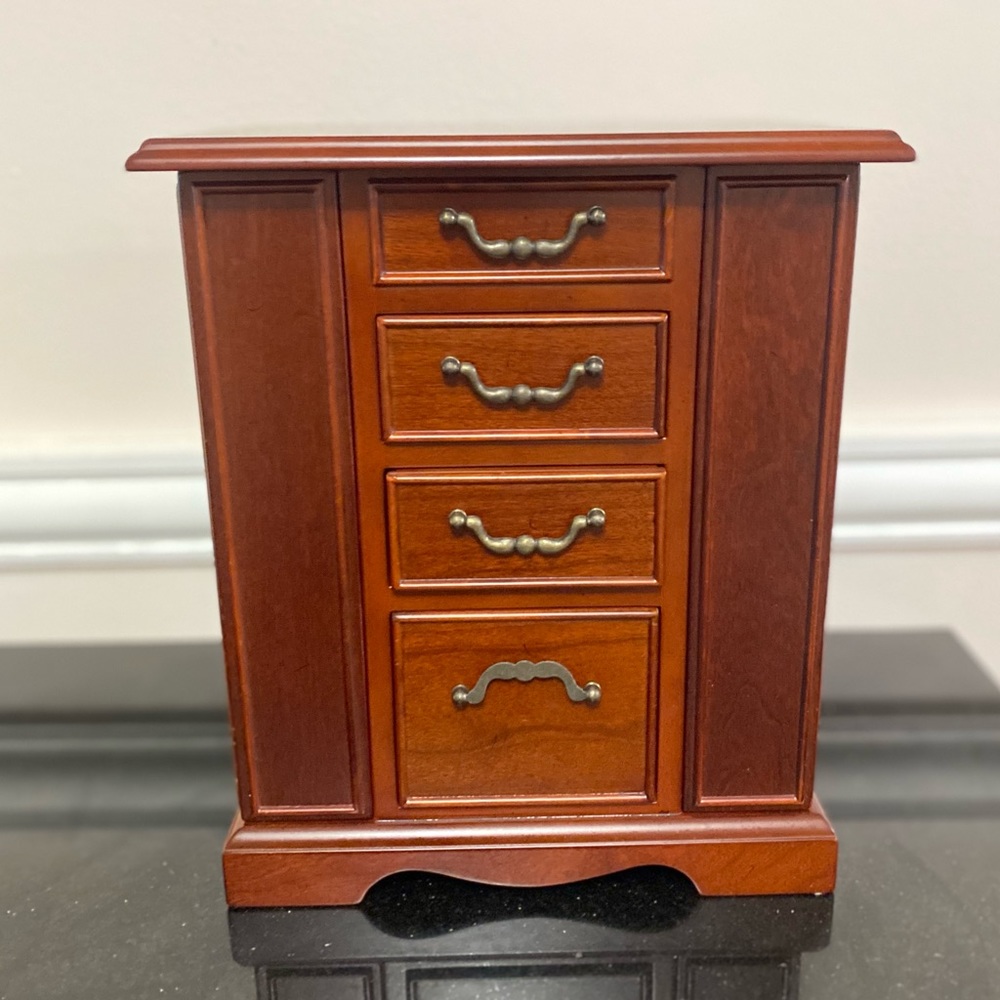 Wood Jewelry Box Drawers Doors Storage